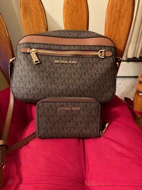 Michael Kors Brown Logo Crossbody Bag with Matching Wallet